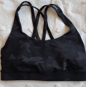Lululemon "energy bra" size 4, black camo color.